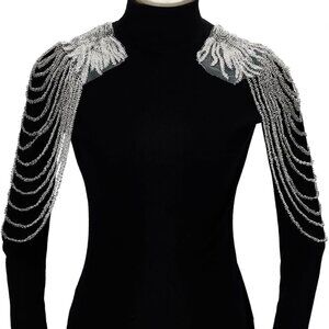 Silvery Sequin Bead Shoulder Tassels 2 PCS